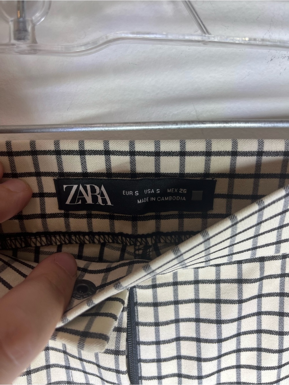 Zara Black & White Grid Check High-Rise Pants - Picture 6 of 7